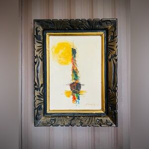 VTG MCM Sailboat Oil Painting Signed Original Impasto Nautical Seascape Wall Art